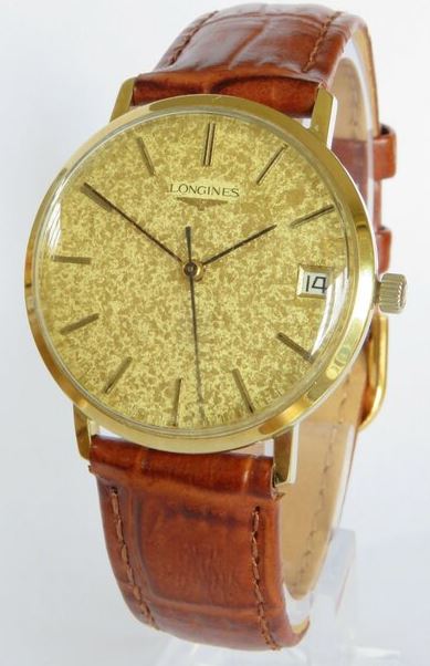 Vintage Longines wrist watch, tropical dial, 1977.