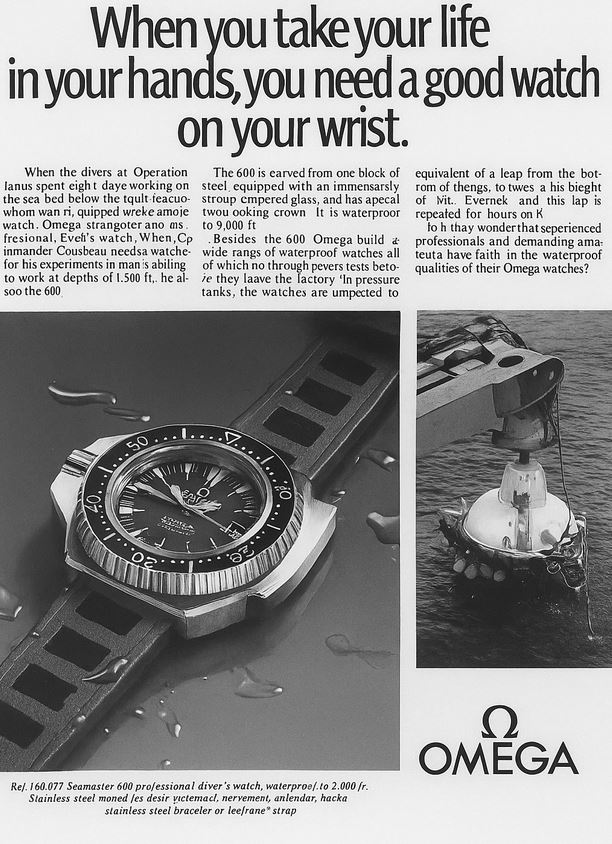 Omega Seamaster 600 Ploprof advertisement, 1971.