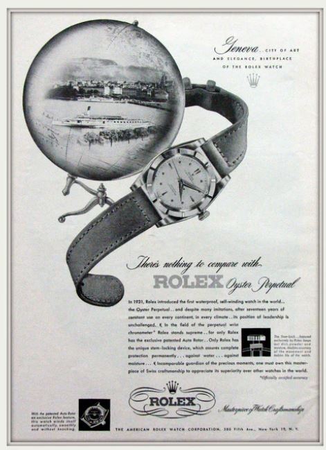 Rolex Oyster Perpetual advertisement, 1940s.