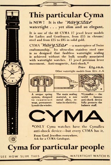 Cyma Navystar advertisement, c1956.